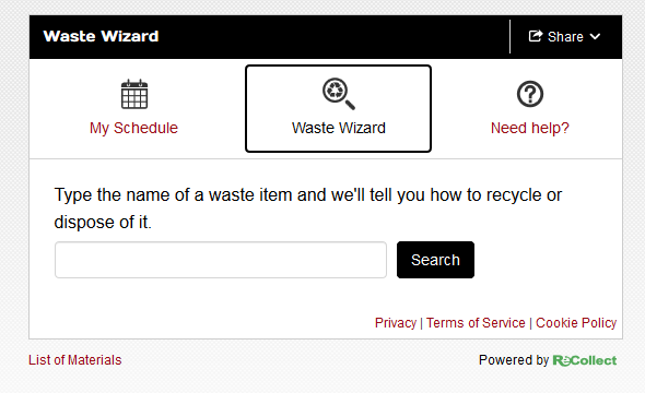 Novak Waste Lookup Tool.