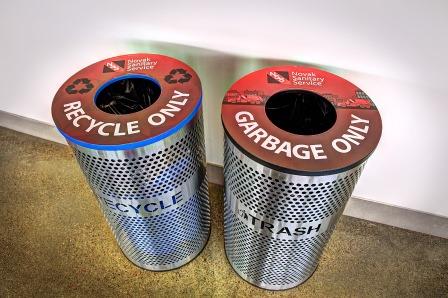 Novak Sanitary Trash and Recycling bins at Denny Sanford Premier Center.